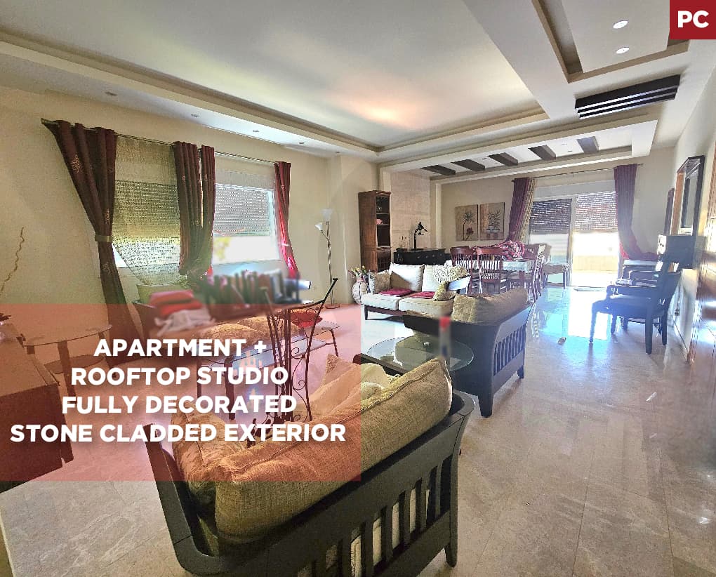 Apartment + Rooftop studio/Fully Decorated/Stone cladded exterior/Koura/Al Nakhle
