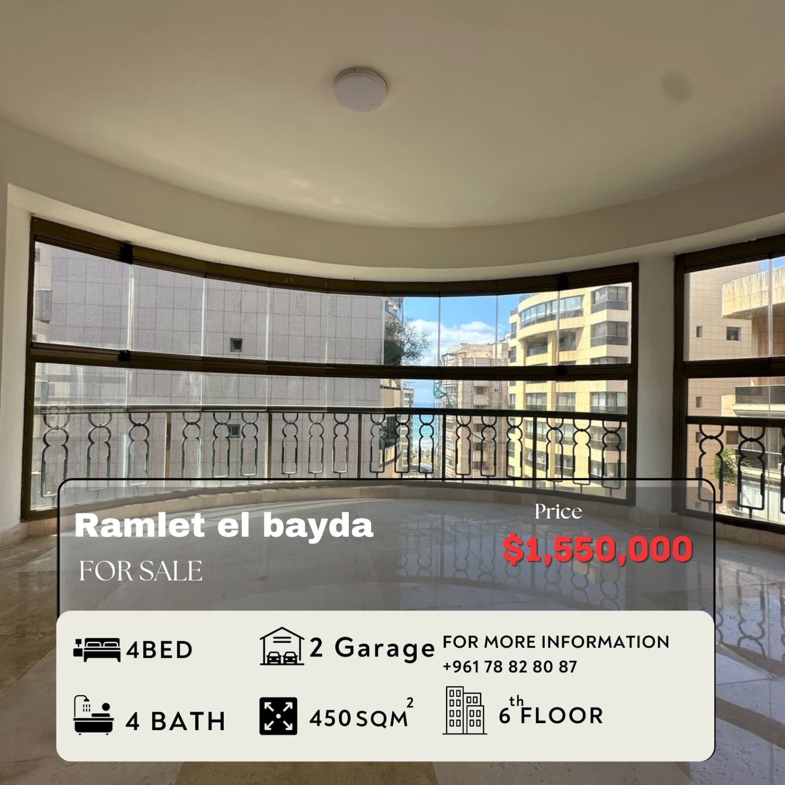 Apartment for Sale in Ramlet El Bayda