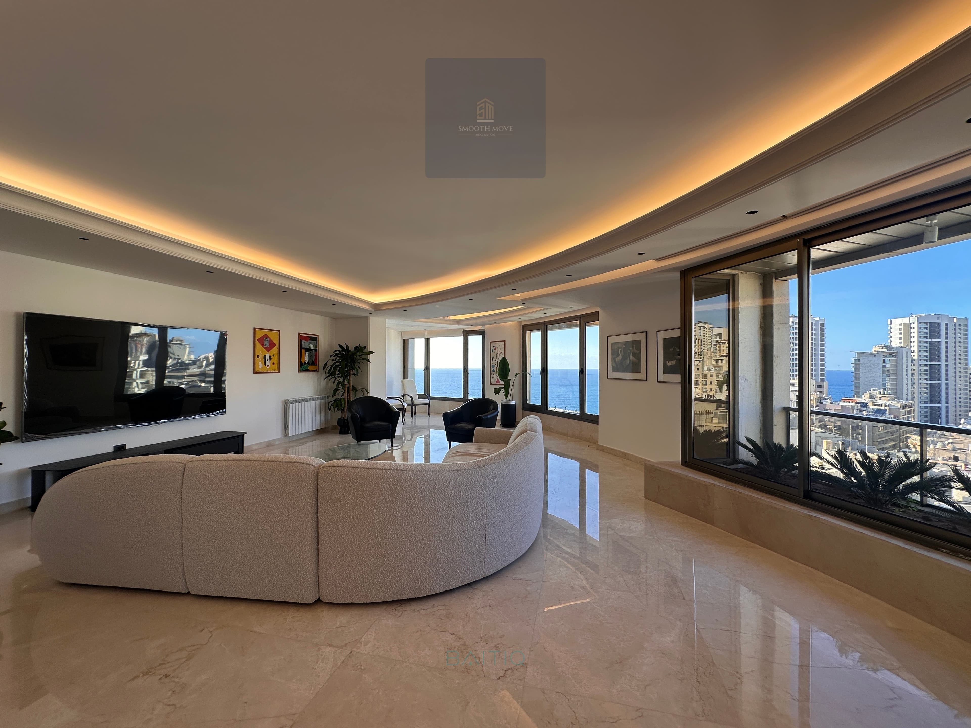 Stunning Furnished Apartment with Seaview for Rent or Sale in Rawche, Beirut